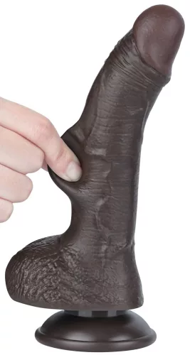 Prémium bőr érzésű dildó – 14 x 3,5 cm, fekete