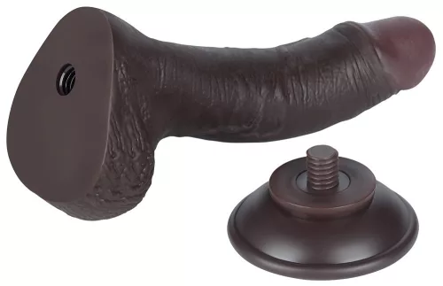 Prémium bőr érzésű dildó – 14 x 3,5 cm, fekete