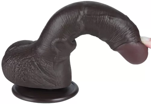 Prémium bőr érzésű dildó – 14 x 3,5 cm, fekete