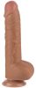 Prémium csúszó bőr dildo – 18 x 4.7 cm, barna