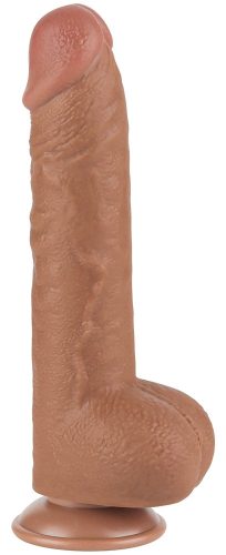 Prémium csúszó bőr dildo – 18 x 4.7 cm, barna