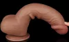 Prémium csúszó bőr dildo – 18 x 4.7 cm, barna