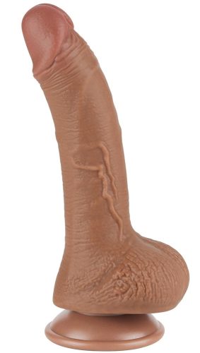 Prémium csúszó bőr dildó – 14 cm, barna színben