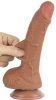 Prémium csúszó bőr dildó – 14 cm, barna színben