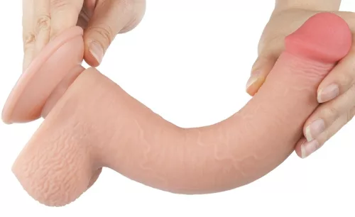 Érzéki dildo csúszó bőrborítással – 17x3,5 cm