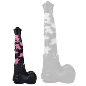 Tinulf M – prémium dildó, fekete-rózsaszín, 19 cm