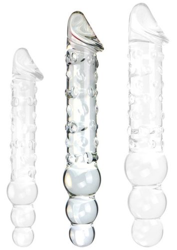 Üveg Dildó Threeball M – prémium ingerlés 28 x 4,5 cm