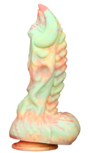 Rutuk Monster – prémium dildó, 17 x 6 cm, rózsaszín-zöld