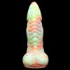 Rutuk Monster – prémium dildó, 17 x 6 cm, rózsaszín-zöld
