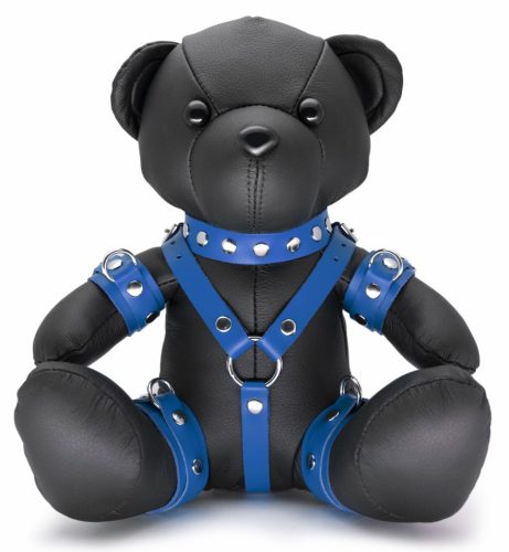 Leather Bear EDDY – BDSM teddy bear kék díszboxban