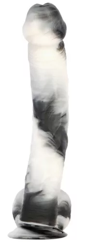 Gode XL vibrátor 25 x 6,2 cm fekete-fehér