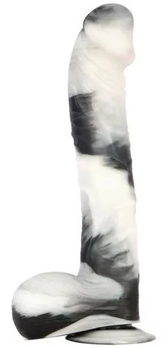 Gode XL vibrátor 25 x 6,2 cm fekete-fehér