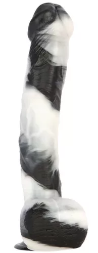 Gode XL vibrátor 25 x 6,2 cm fekete-fehér