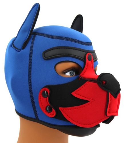 Puppy Fox – kék-piros neoprén maszk erotikus játékhoz