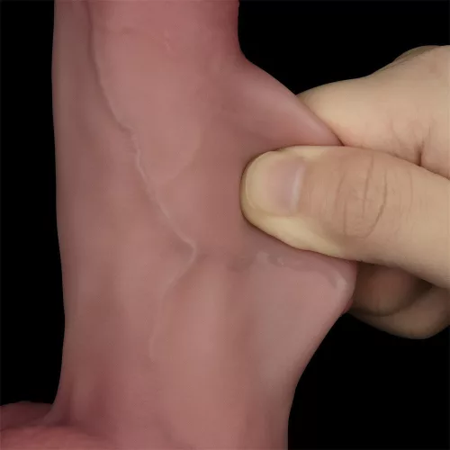 Sliding-Skin Pro II dildó (15 x 4,2 cm, sötét bőrszín)