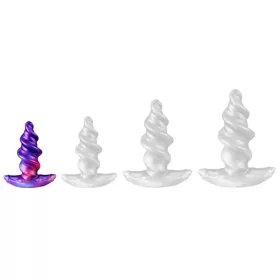   Anál plug Spirálos textúrával 9 cm szilikon fekete XS méret