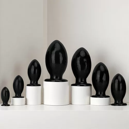 Anál plug tojás alakú XL 12 cm PVC fekete