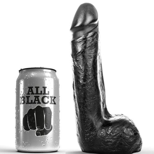 ALL BLACK – puha fekete realisztikus dildó 20 cm