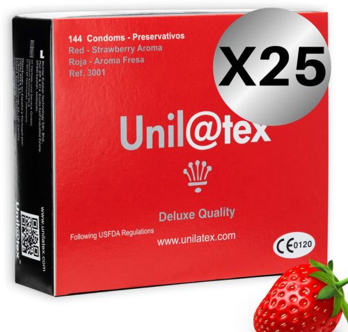 UNILATEX – piros eper ízű óvszercsomag 25 x 144 db