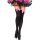 LEG AVENUE - fekete és rózsaszín magas nylon harisnyák bow-val