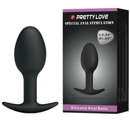 Pretty Love – szilikon anális dugó, 6,5 cm, fekete