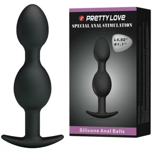 PRETTY LOVE – szilikon análgolyók 12,5 cm – fekete
