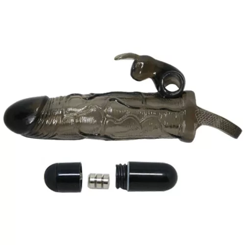 BAILE Brave Man – nyúl formájú péniszköpeny fekete 16,5 cm