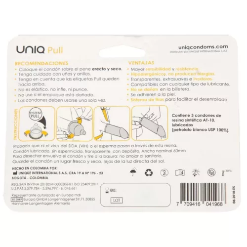 UNIQ – latexmentes óvszer csíkokkal, 3 db-os kiszerelés