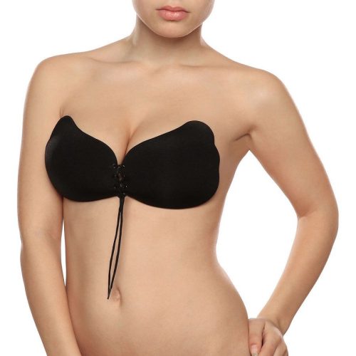 BYE-BRA - csipkés, push-up melltartó, fekete A kosár