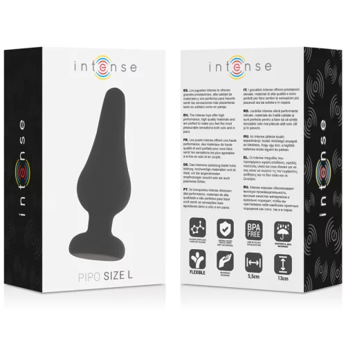INTENSE – prémium anális dugó fekete szilikon, 13 cm