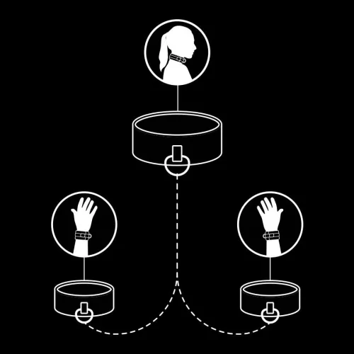 Fetish Submissive – vegán bőr nyaklánc és kézbilincsek