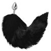 DARKNESS – ezüst anális dugó fekete farokkal, 8 cm