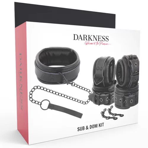 DARKNESS - prémium bőr bilincs és nyakörv szett
