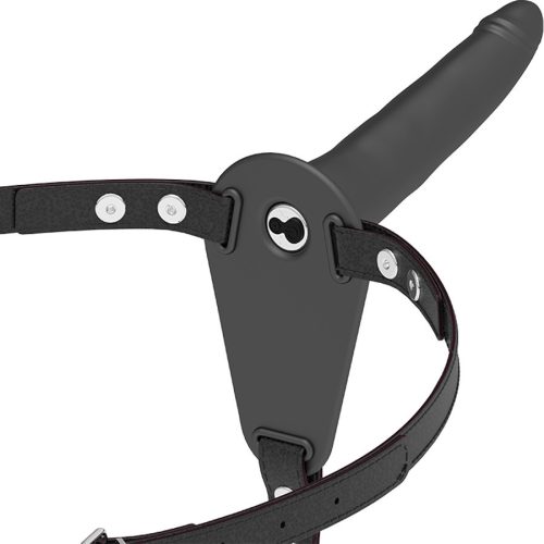 Fetish – fekete szilikon vibrátor prémium hám 15 cm