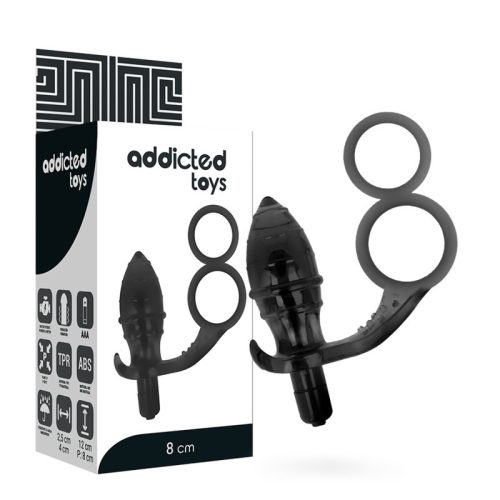 ADDICTED TOYS – dupla fekete gyűrűs anál dildó