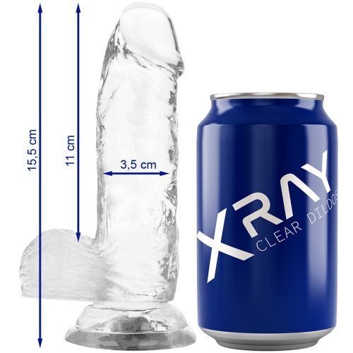X RAY – átlátszó, 15,5 cm-es, prémium műpénisz golyókkal