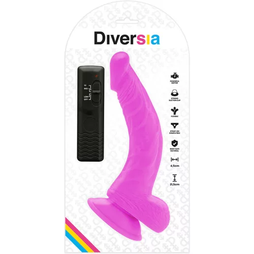 DIVERSIA – rugalmas vibráló dildó, 21,5 cm, lila