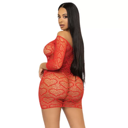 LEG AVENUE - szenvedélyes vörös szívhálós mini ruha