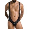 PASSION 027 BODY BRUNO – elegáns fekete testharisnya L/XL