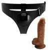 PRETTY LOVE – univerzális harness fekete dildóval, 20 cm