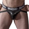 Macho MX25NC – prémium fekete bőr jockstrap