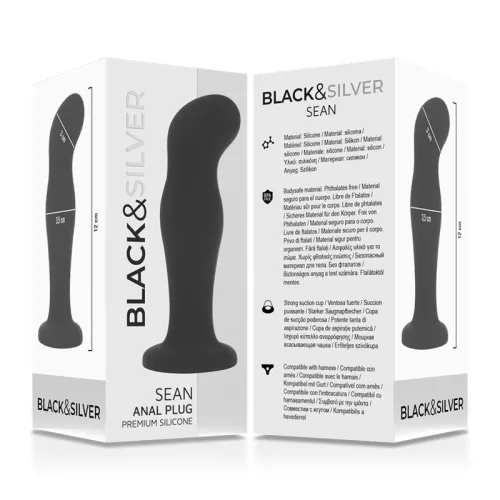 BLACK&SILVER – prémium szilikon fekete anális plug