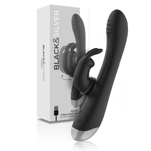 BLACK&SILVER - újratölthető szilikon nyúlfüles vibrátor