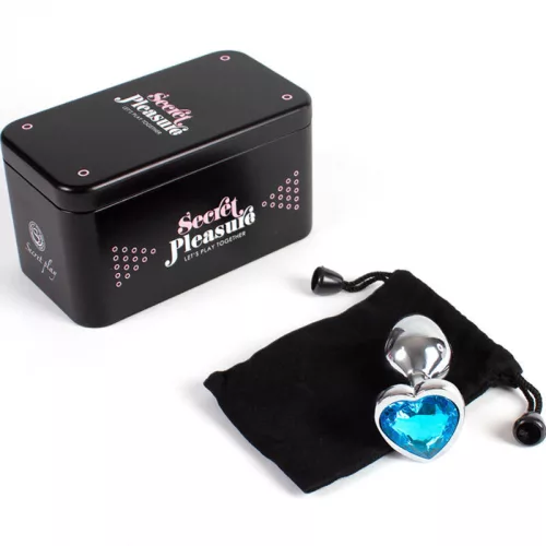 SECRETPLAY - kék szív alakú fém anál dildó (7 cm)