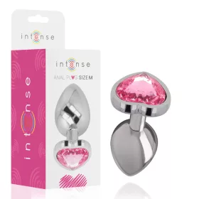 INTENSE – fém anál plug, pink szív, M méret