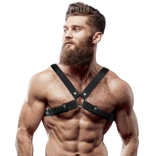 Fetish Submissive – állítható öko-bőr bulldog hám férfiaknak
