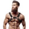 Fétis BDSM bulldog hám – állítható öko-bőr férfiaknak