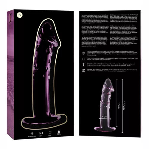 Ibiza Nebula 19 – prémium üveg dildo, rózsaszín, 18,5 cm