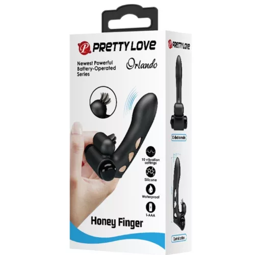 PRETTY LOVE - érzéki fekete vibrátor ujjboríték