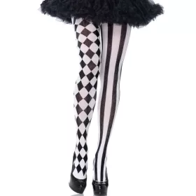Leg Avenue – fekete-fehér harlekin harisnyanadrág